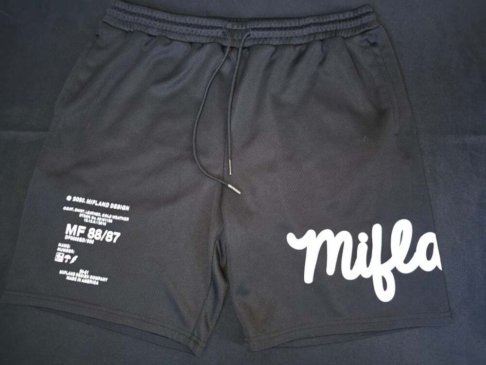 Mifland Black Mesh Athletic Shorts with Drawstring Size L
